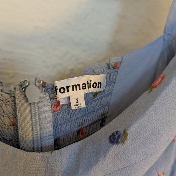 Reformation Blue Floral Cammi Dress Faux Wrap Long Sleeve Size 2 - Picture 7 of 8